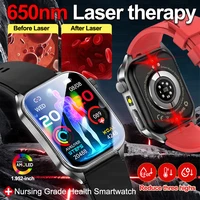 2026 nouveau 650nm thérapie au Laser graisse sanguine acide uricique pression artérielle montre intelligente ECG + PPG moniteur de santé précis montres intelligentes pour hommes 1