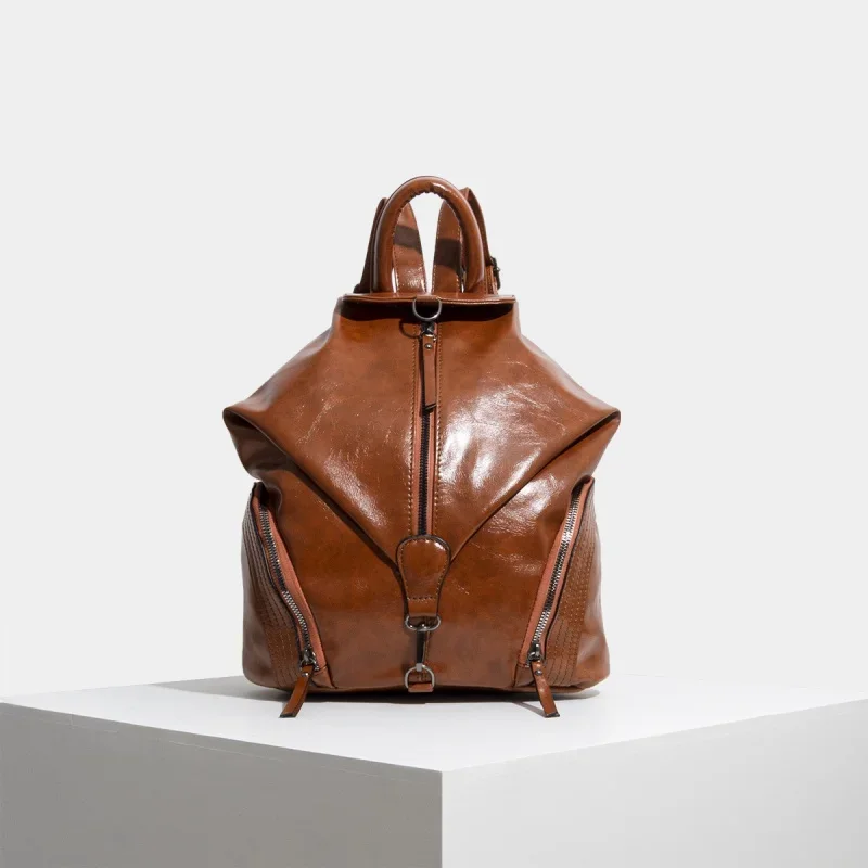 Vintage leather women's backpack fashion Feminina travel backpack trendy anti-theft school bag for girls