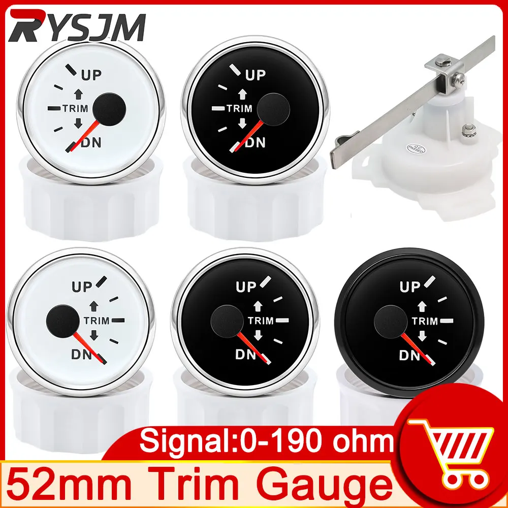 Universal Boat Gauge Marine Yacht Automotive Trim Gauge 52mm UP-DN 0-190 Ohms 9-32V 2Inch Trim Tilt Indicator Red Backlight