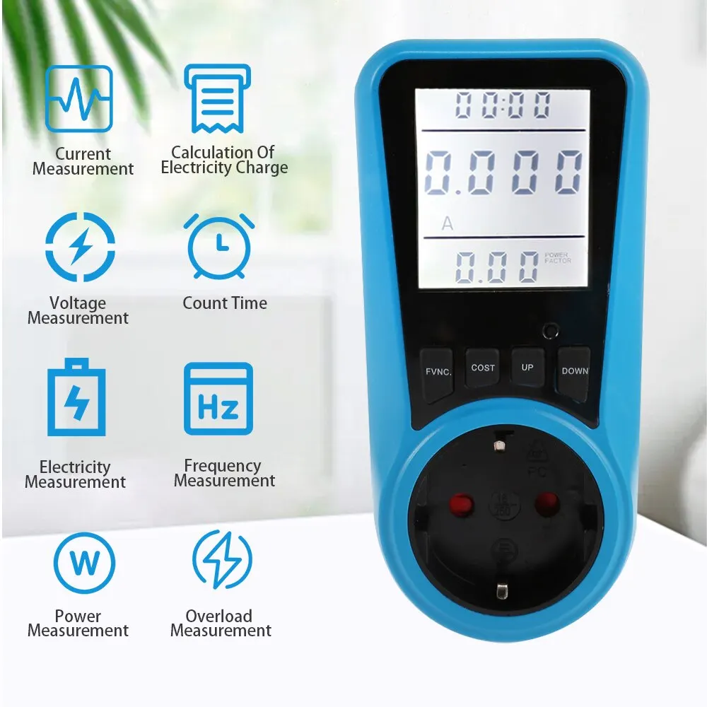 Digital Wattmeter AC 220V 230V Power Meter Plug Usage Monitor
