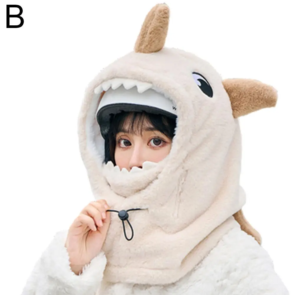Winter Warm Ski Helmet Cover Comfortable Soft Fleece Helmet Cute Shark Decorative Cartoon Cover Cartoon Hat Skiing War S7i5