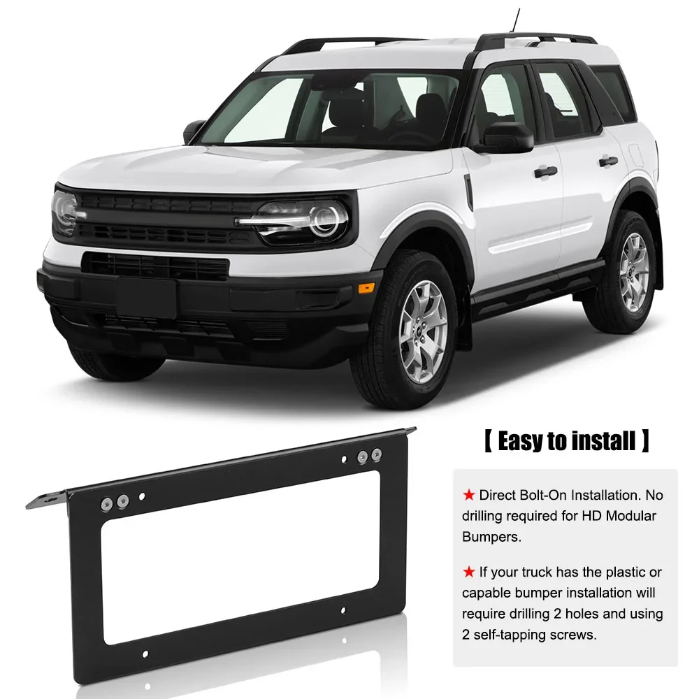

Car Front License Plate Frames Bracket Mounting Bracket Holder For Ford Bronco 2021 2022 Modular bumper NO DRILLING