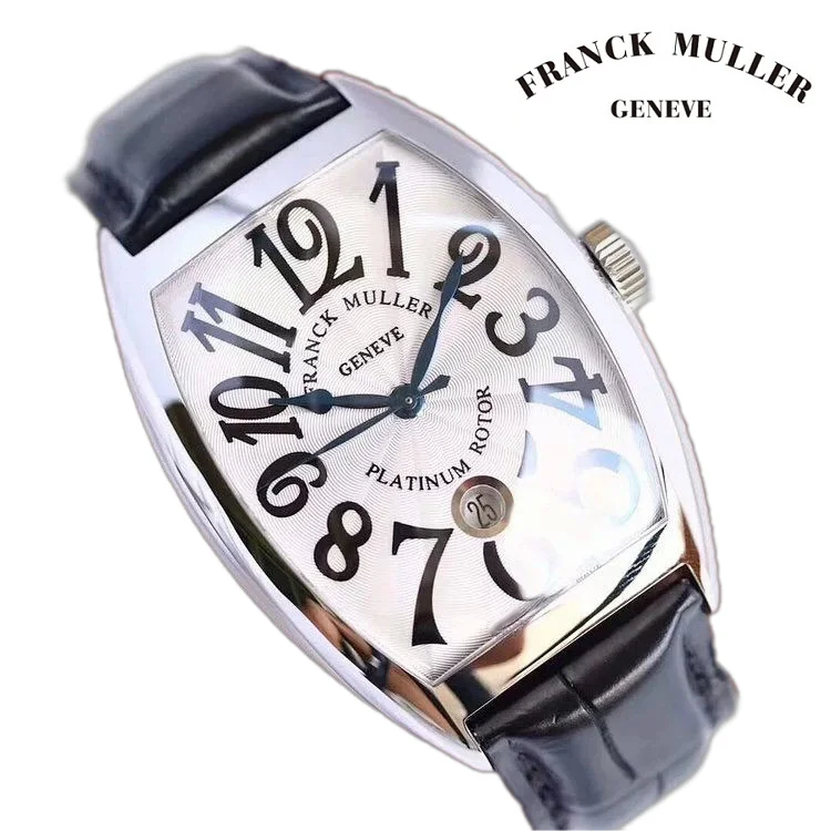 

2023 FRANCK MULLER Tonneau Rose Gold Watch for Men Automatic Mechanical Wristwatch Waterproof Luxury Leather Strap Mens Watches