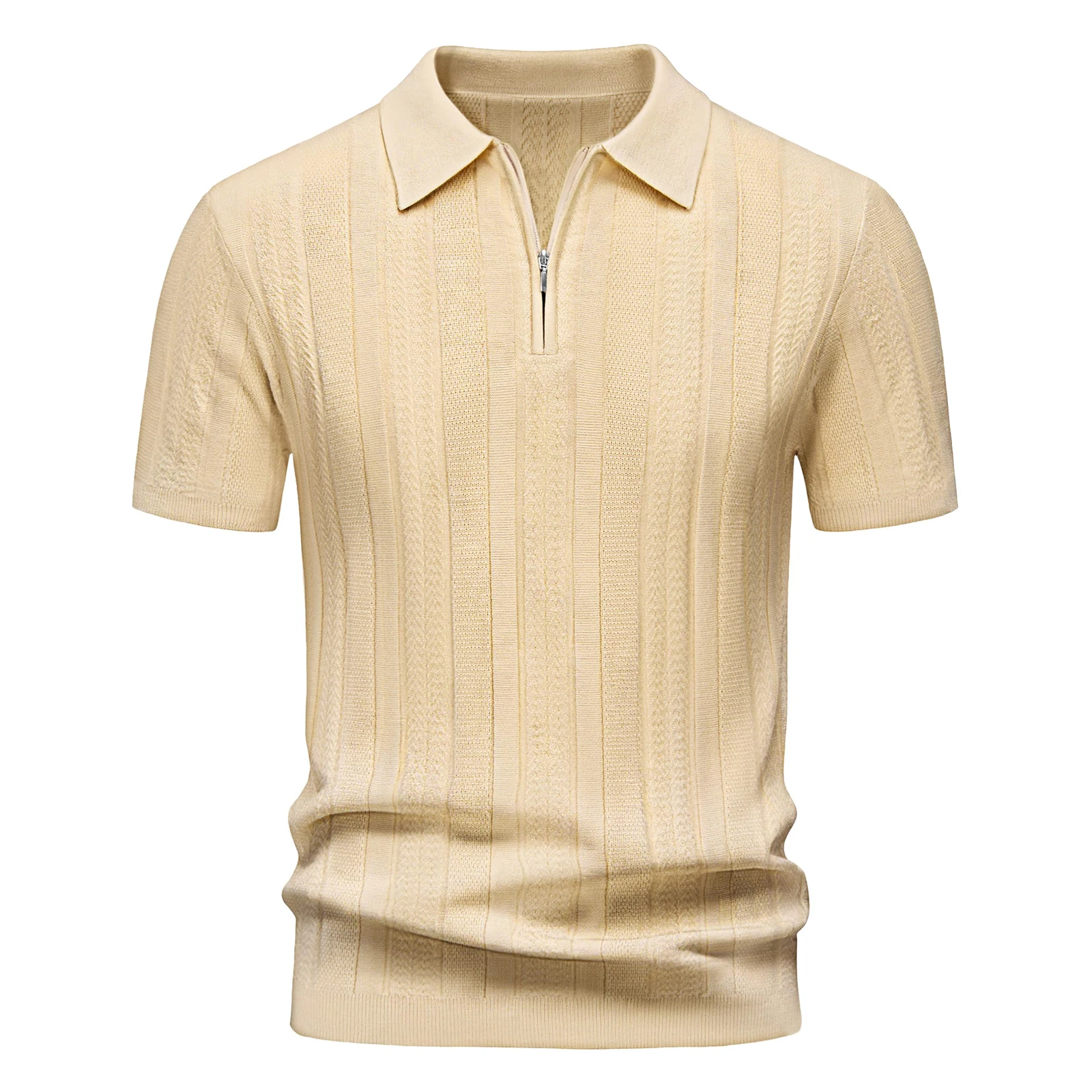 Polo Uomo in Maglia con Zip Manica Corta Estate Traspirante Elasticizzata Casual Golf Vestibilità Regular Leggera Moda MAGCOMSEN - immagine 4