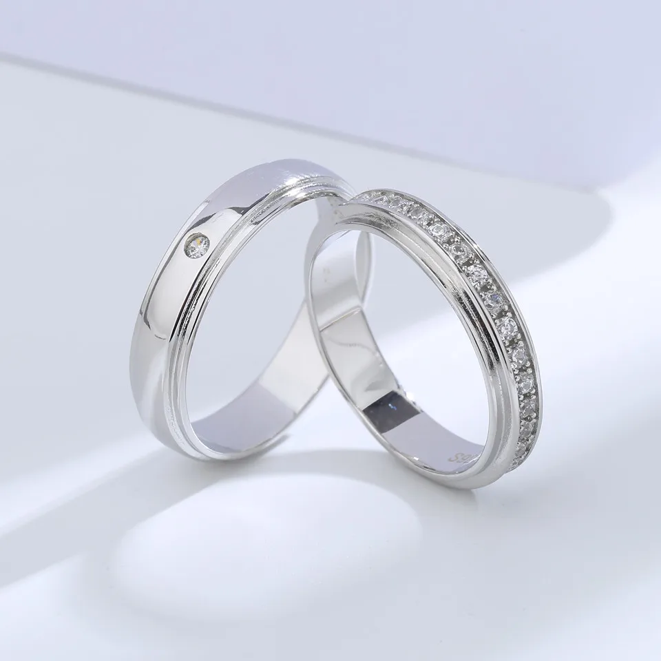 Buyee  커플 반지 라이트 화이트 지르콘 반지 손가락 여성을위한 남성 패션 웨딩 파인 쥬얼리 서클