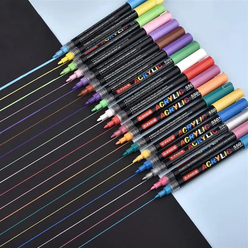 19 Colors Design Art Marker Acrylic Paint Brush Pen Rock Painting Stone Ceramic Glas Wood Canvas DIY Graffiti Drawing Supplie