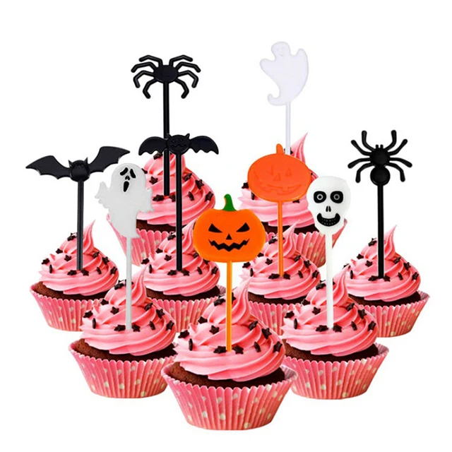 10Db/Szett Rajzfilm Gyerekek Sütemény Desszert Fogpiszkáló Ebéd Szedése Halloween Gyümölcs Villa Food Fork Bento Ebédek Party Dekoráció - Image 4