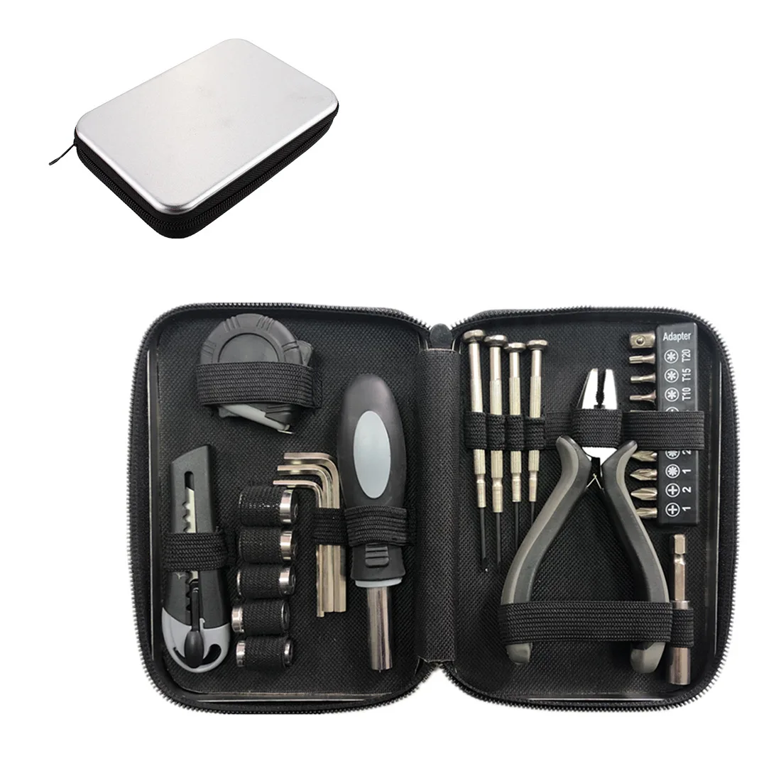 

27pcs Multifunctional Iron Box Hardware Measure Combination Kits Screwdriver Wrench Tape Spanner Hand Tool Pliers Set Gifts