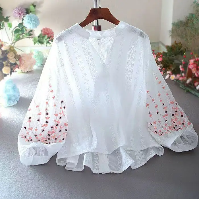 Detailed Embroidery and V-Neck View