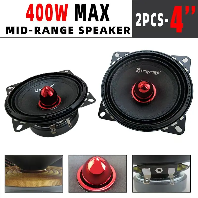 4 inch Car Stereo Mid Range Woofer Integrated Vehicle Speaker 400W 4 ohm Mid-bass for Car Audio Modification 1Pair