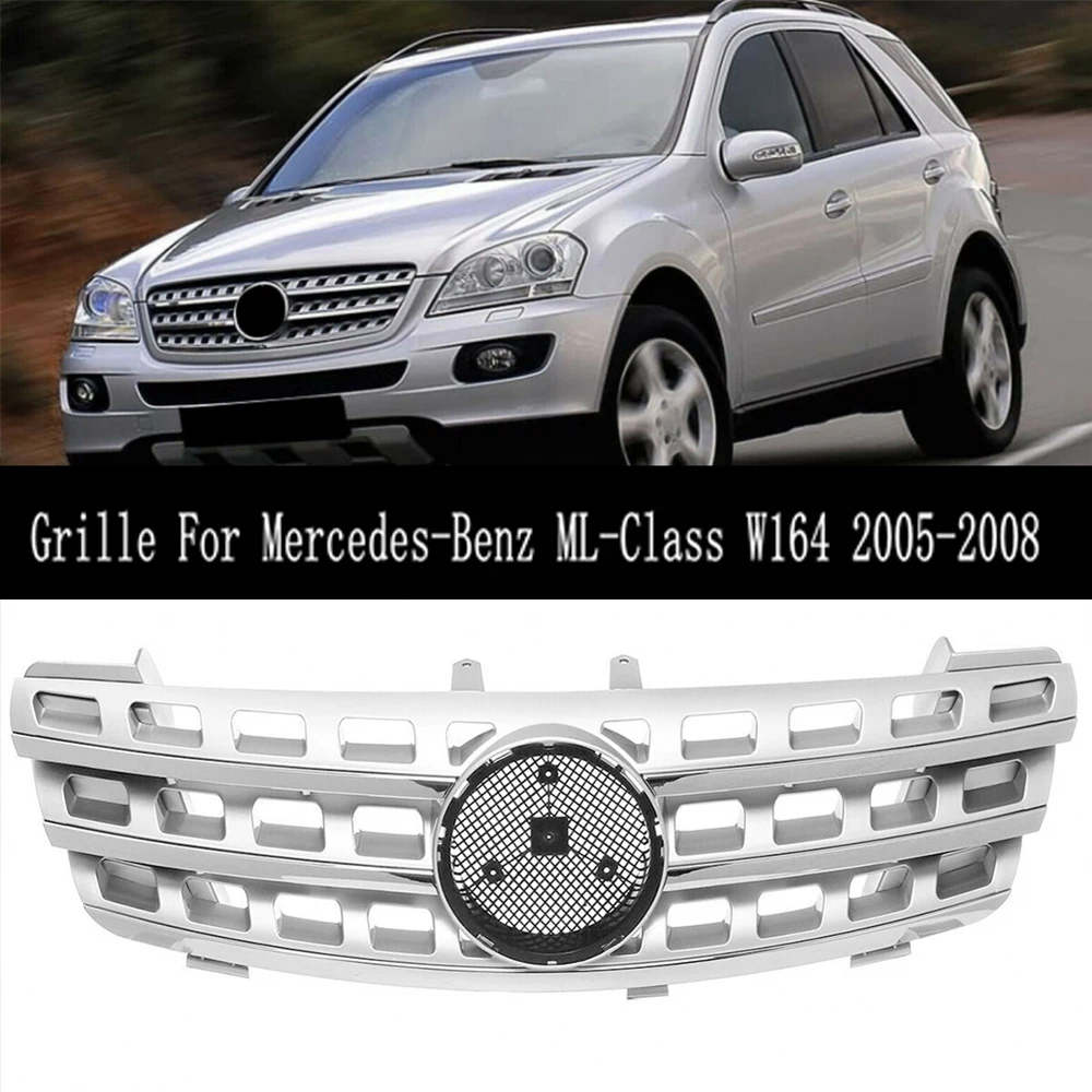 

Car Front Bumper Grille Upper racing Grill For Mercedes-Benz ML-Class W164 ML320 ML350 ML550 2005 2006 2007 2008（With Emblem)