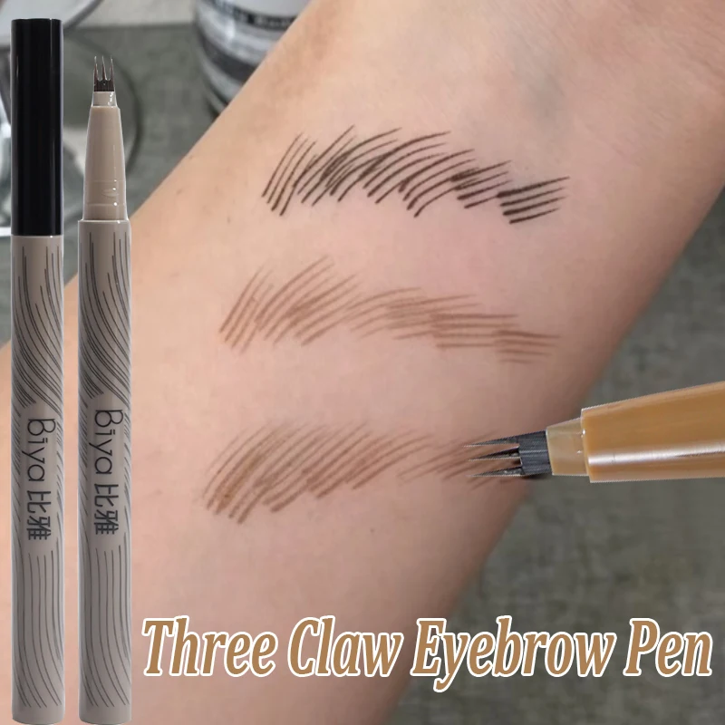 3 Fork Makeup Eyebrow Pen Waterproof 4D Brown Eyebrow Tint Tattoo Cosmetic Long Lasting Natural Make Up Eyeliner Eyelash Pencil