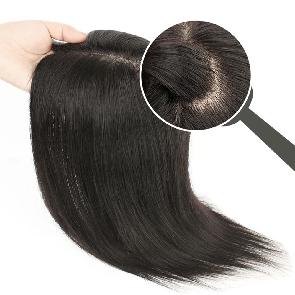 Feito à mão cabelo humano toppers clip em franja franja peças de cabelo em linha reta capa branca queda de cabelo para as mulheres remy preto cabelo brasileiro