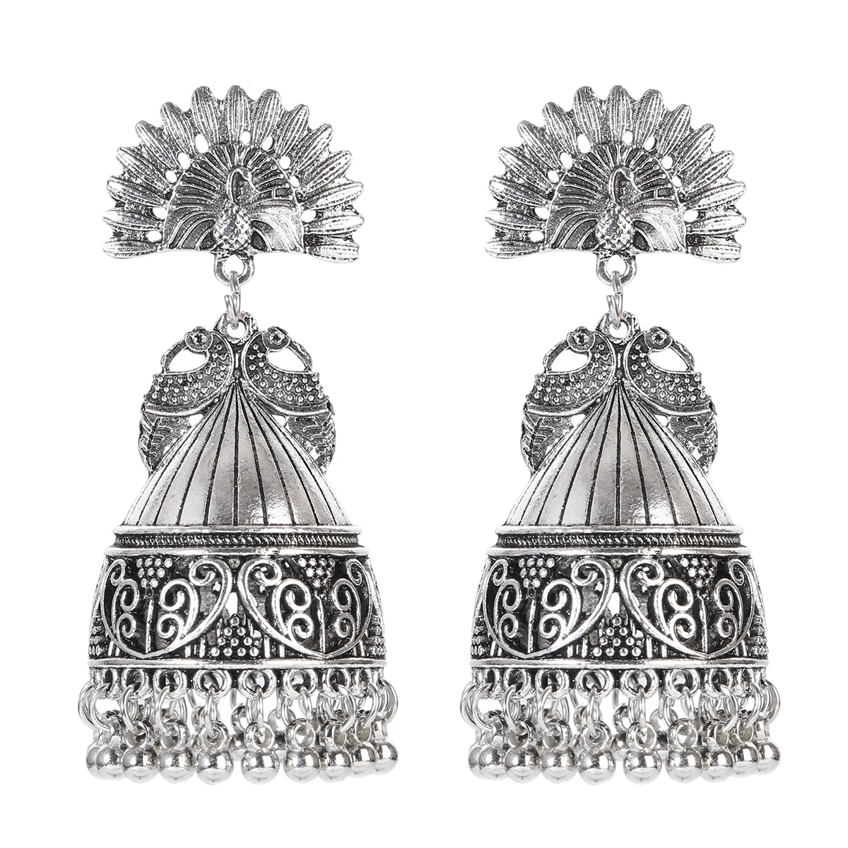 Buy Bodha 925 Silver Peacock Jhumka Earrings (SJ_818) Online at  desertcartINDIA