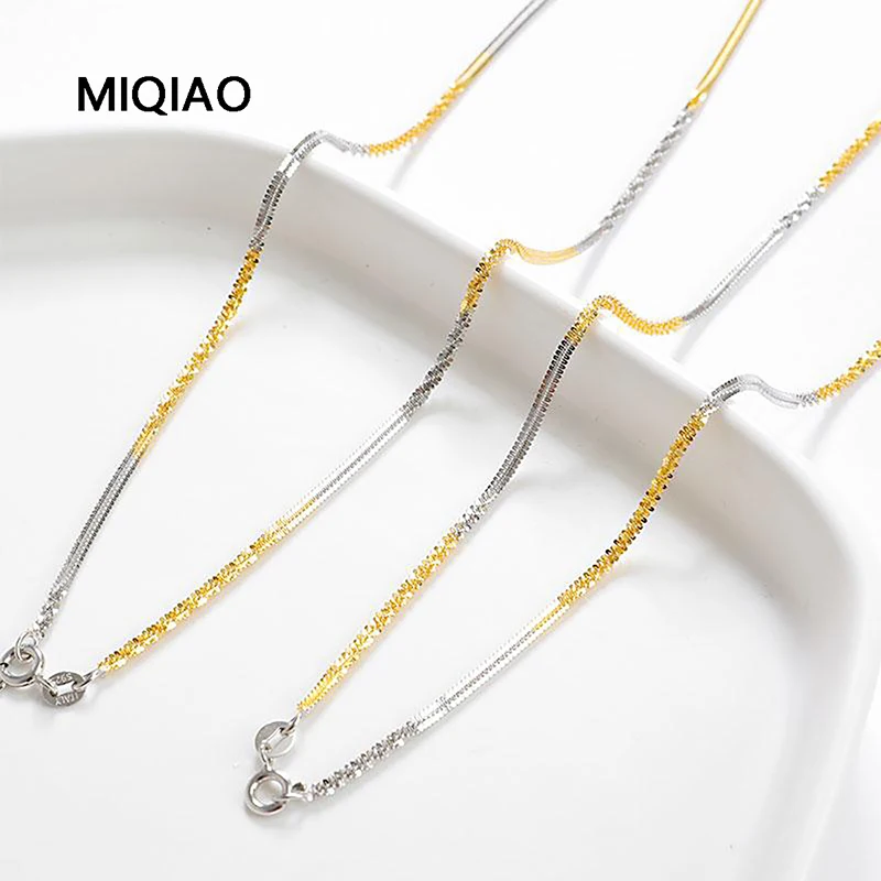 

Ожерелье MIQIAO из серебра 925 пробы женское, цепочка двойного цвета с плетением попкорна, цвет двойного цвета, 40/45 см