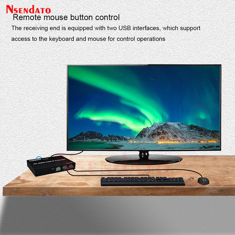 4K 200M HDMI IP KVM USB Extender h.265 Over Cat5e/6 Rj45 Ethernet HDMI KVM Video Transmitter Receiver Kit Support Mouse Keyboard