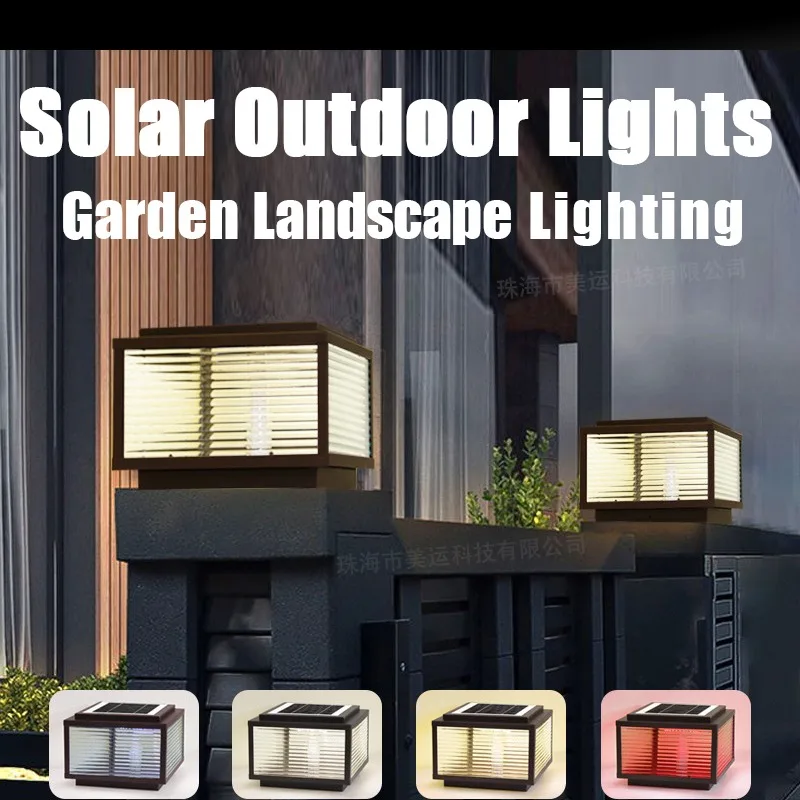 Outdoors Solar Post Lamps LED Creative Square Pillar Lights Waterproof For Homes Courtyard Villa Hotel Porch Courtyard Lightings