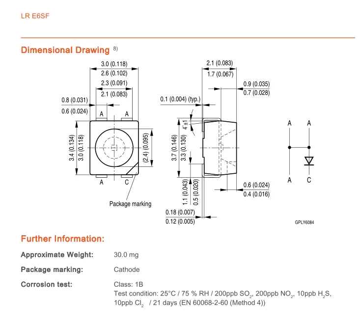 100 stücke LSE6SF-V2BA-1-1 LS E6SF-V2BA-1-1 3528 rot PLCC-4 Gemeinsame Kathode Super Helle LED rückleuchten SMD Neue original Für Osrom – Detail 6