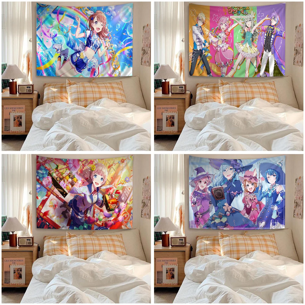 

Project Sekai Tapestry Anime Tapestry Hanging Tarot Hippie Wall Rugs Dorm Wall Hanging Sheets