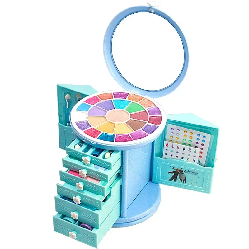 Disney Anime Film Frozen Elsa Anna Princess Cosmetic box cosmetic case Nail polish Lipstick Eye shadow sets kids girl gift 2