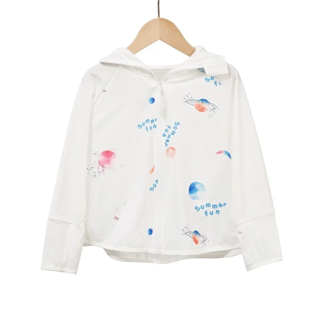 Summer Cartoon Ice Silk Anti-UV Sunscreen Jacket Baby Cartoon Sun Protection Clothes Breathable Children Skinsuit