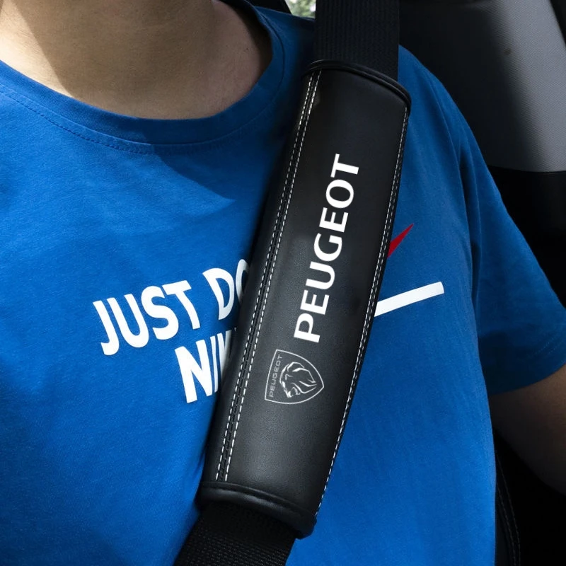 Car Seat Belt Leather Safety Belt Shoulder Covers for Peugeot 407 508 2008 5008 307 308 3008 206 207 2Pcs