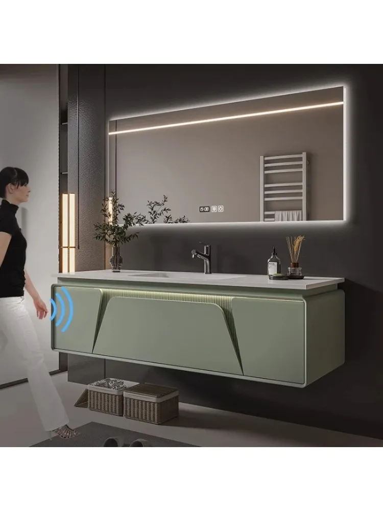 Furniture Luxury Floor Bathroom Cabinet Mirrors Vanity Storage Closed Toilet Wooden Drawer Double Washbasin Wc Shelf