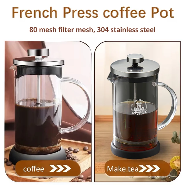 French Press Coffee Pot Stainless Steel Glass Coffee Maker Multifunction Hand Punch Pot with Filter Household Coffee Accessories 1