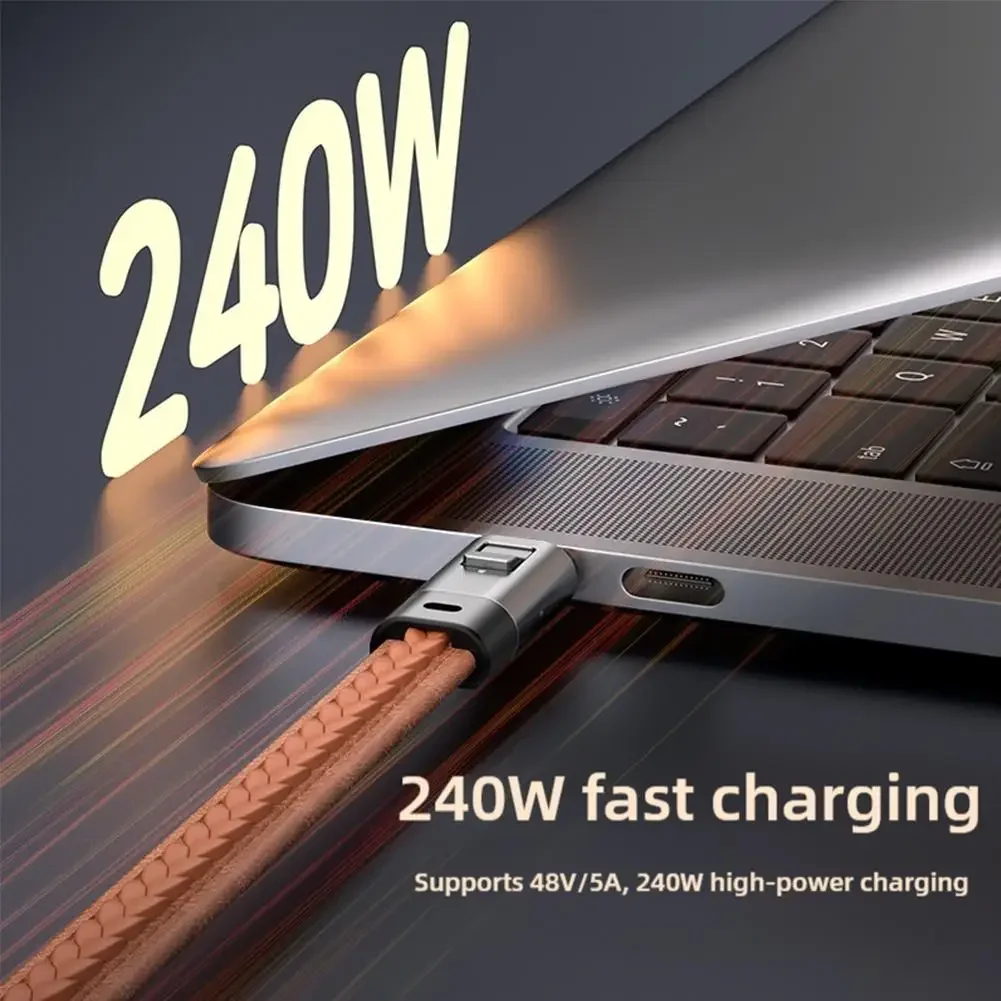 휴대용 가죽 키체인 USB C-USB C 케이블 PD 240W 유형 C 충전 코드 iPhone 16/16 pro MacBook 용 고속 충전 케이블