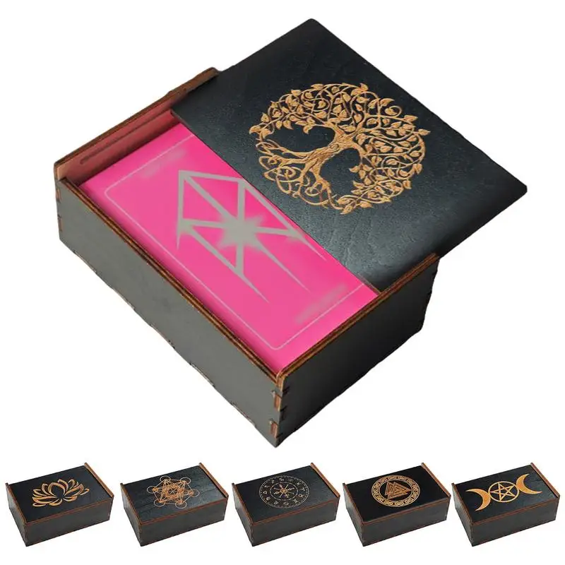Tarot Card Case Vintage Wooden Trinket Box  Jewelry Box Small Wood Vintage Multi-functional Box For Tarot Card accessory 5