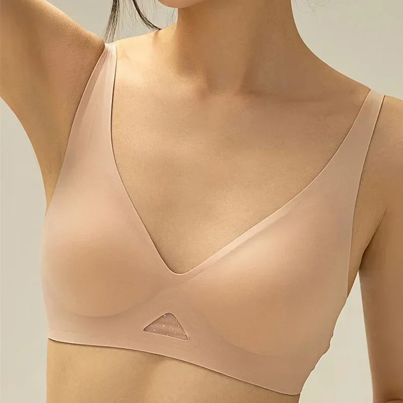 Women Sexy Seamless Bra Hollow Out Ladies Full Cup Adjustable Fashion Solid Underwear Female Soft Breathable Wireless Brassiere 3