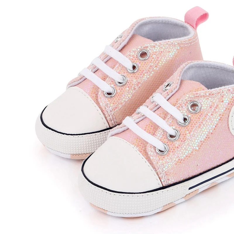 Brand Infant Boy Crib Shoes for Girl Toddler Lace Up Trainer Canvas Sneaker Newborn Footwear 1 Year Birthday Baby Item Doll Gift