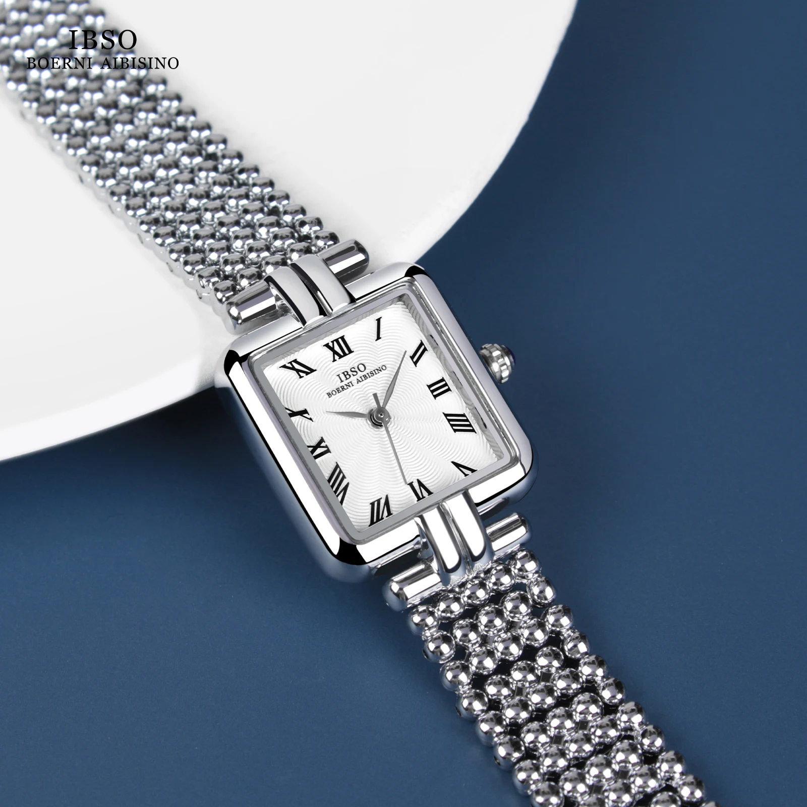 IBSO 2023 New Ladies Luxury Style Quartz Watches Super Simple Stainless Steel Strap Square Dial Waterproof 30 Fashion Style