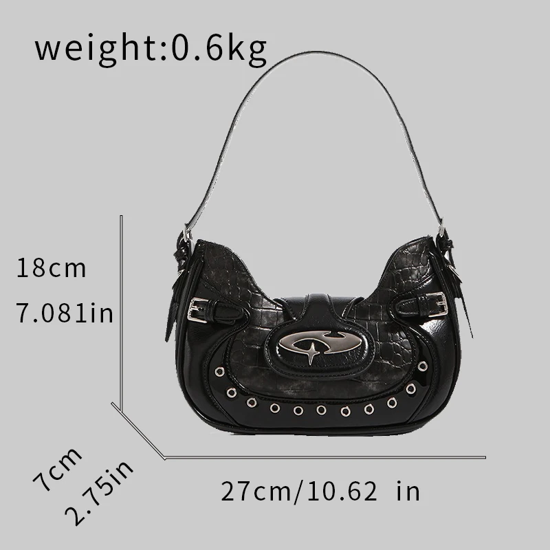 

Half Moon Shape Shoulder Bag for Women Metal Decoration Tote Bag Luxurious Design Lock Clasp 2024 Fashion Trend Handbag Wallet