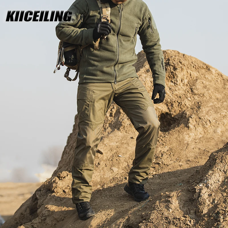 KIICEILING-Men's Tactical Pants, Cargo Pants, Hiking Hunting, Work, Water Repellent, Ripstop Trousers, MP-IX6