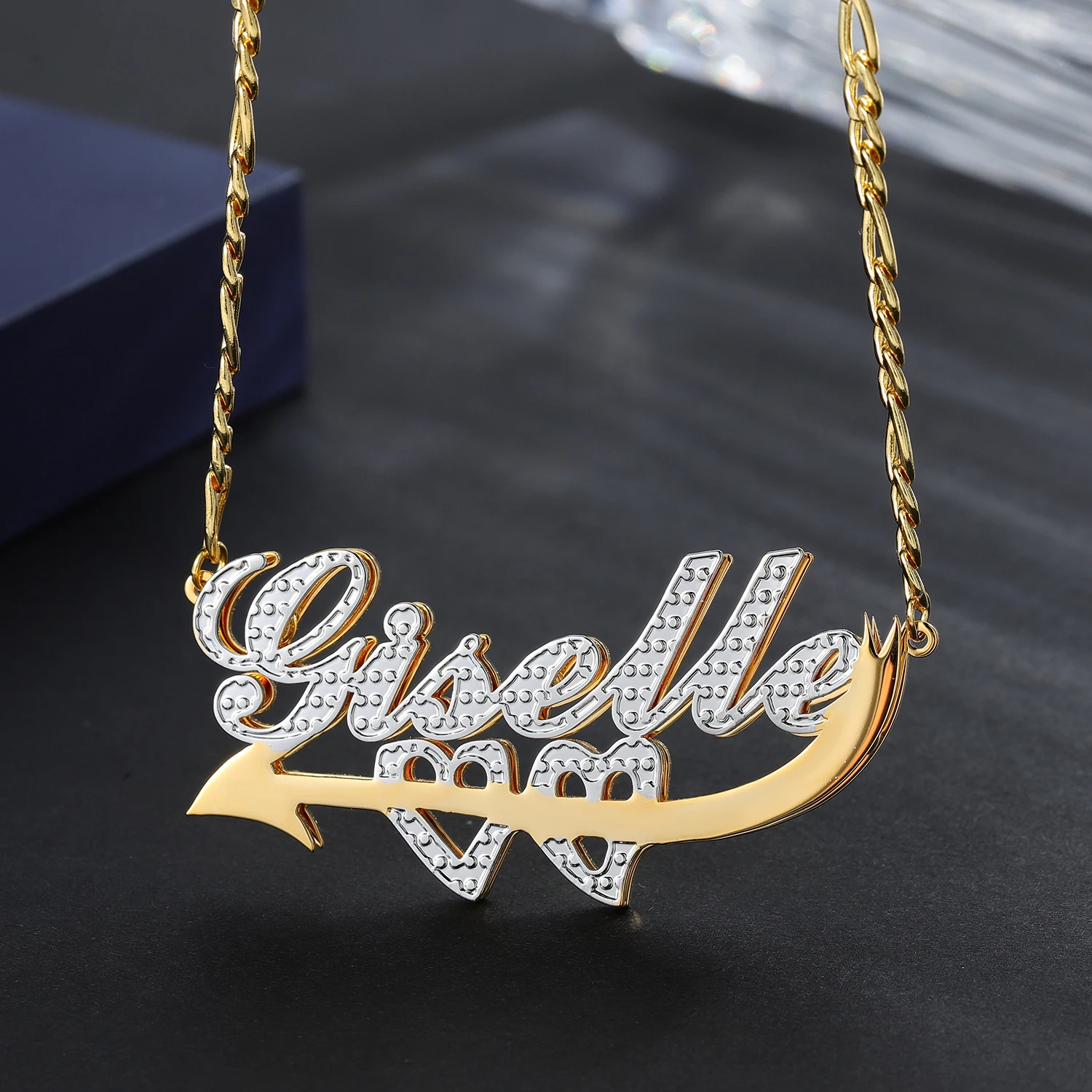 New Customized Double Plated Cupid Love Name Necklace For Women Gold Stainless Steel Name Pendant Charm  Jewelry Gift 2022 yada 2022 new creative fruit lemon umbrella rain women charm folding umbrella for women windproof lemon pattern umbrellas ys785