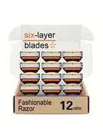 6-Layer Manual Men's Shaving Razor/Replacement Blades, 5-Layer Razor Stand, Washable, Stainless Steel Depilation Tool