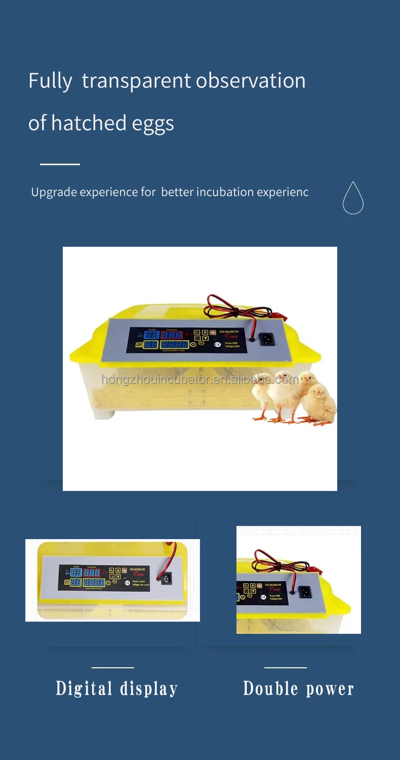 Factory Price 56 Eggs Double Electricity Egg Incubator Power Incubator With Humidity Display For Home And Farm