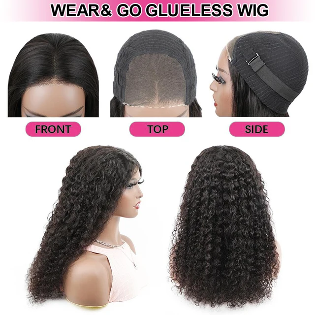 Water Wave Glueless Wig Pre-Cut HD Lace Wig 180% Pre-Plucked Natural Wave Glueless Curly Human Hair Wigs For Women 5