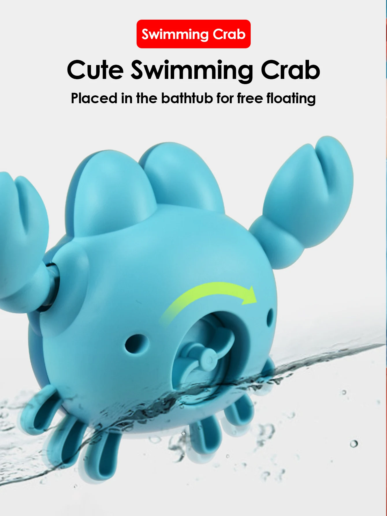 2Pcs Baby Toys Bathing Cartoon Animal Crab Swimming Pool Water Play Game Chain Clockwork Bath Toys For Children 3