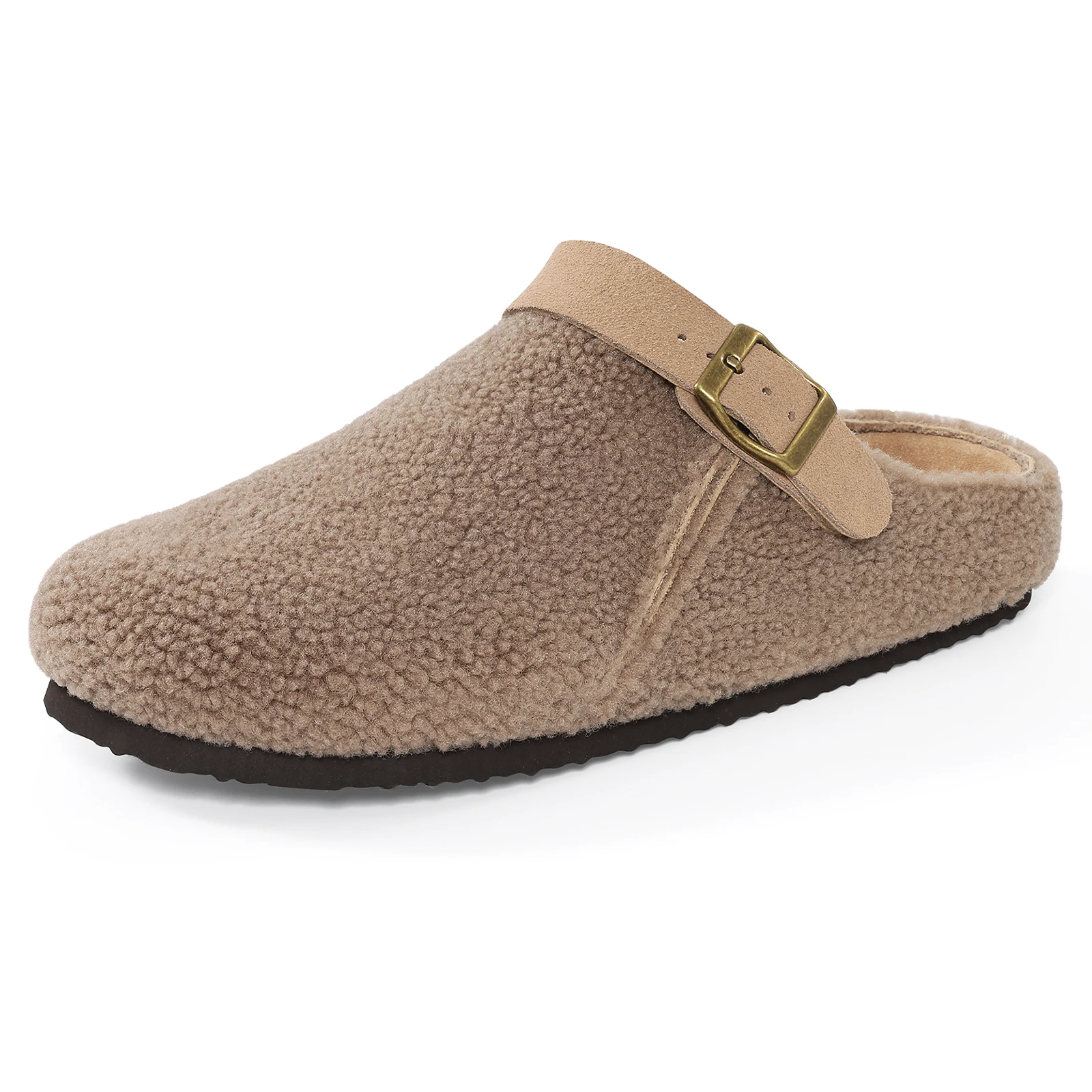 Women's Fluffy Slippers With Arch Support And Adjustable Buckle_voghion.com