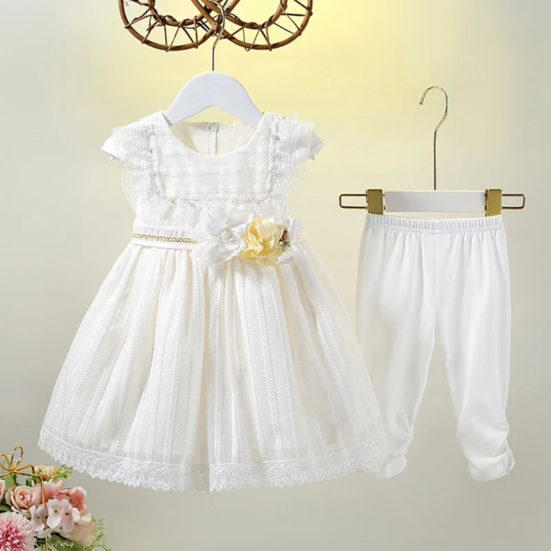 

Girls' Mesh Dress 2024 New Fashion Children's Summer Fluffy Princess Dress 3D Flower Round Neck Sleeveless Girl Wear