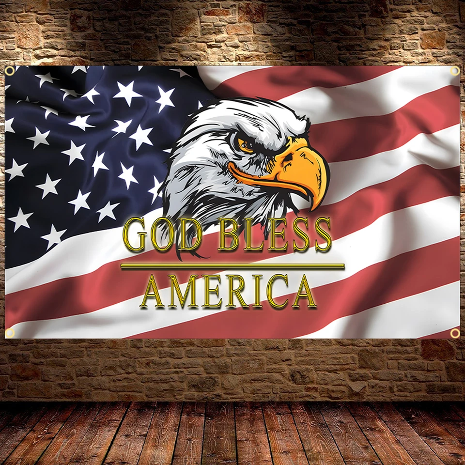 90X150CM Eagle God Bless America Flag, Unique American Eagle Flag With  Brass Grommets, Rustic Bald Eagle American Flag, Outdoor - AliExpress, image size:960x960