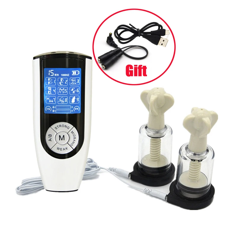 SM Electric Shock Nipple Sucker Clamps Clit Clip Vacuum Pump Electro Stimulate Breast Booster Body Therapy For Woman Orgasm electro sex toys electric sex toys