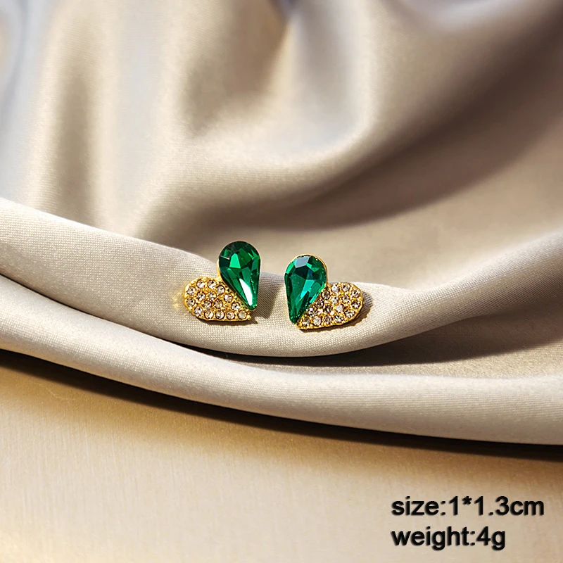 Herz-Ohrringe für Damen, bunte Emaille-Kristall-Liebesherz-Ohrringe, süße koreanische Mode, weibliche Hängeohrringe, Aretes De Mujer – Detail 29