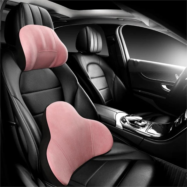 HYDa 2Pcs/Set Pillow Lumbar Support Ergonomic Memory Cotton Seat Back Rest  Cushion for Car