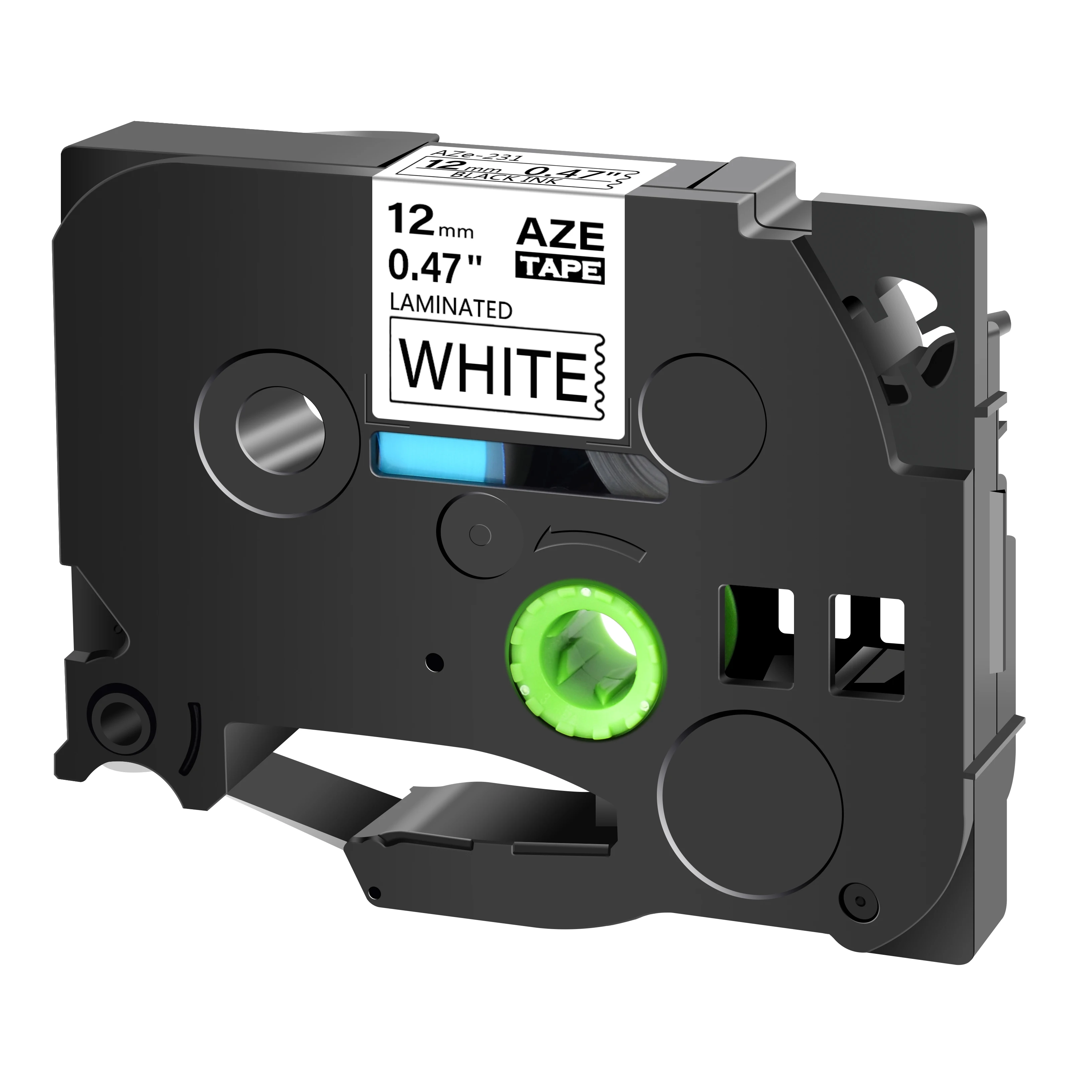 Versatile Black on White Labeling Tape for P-Touch Label Makers, 12mm Width