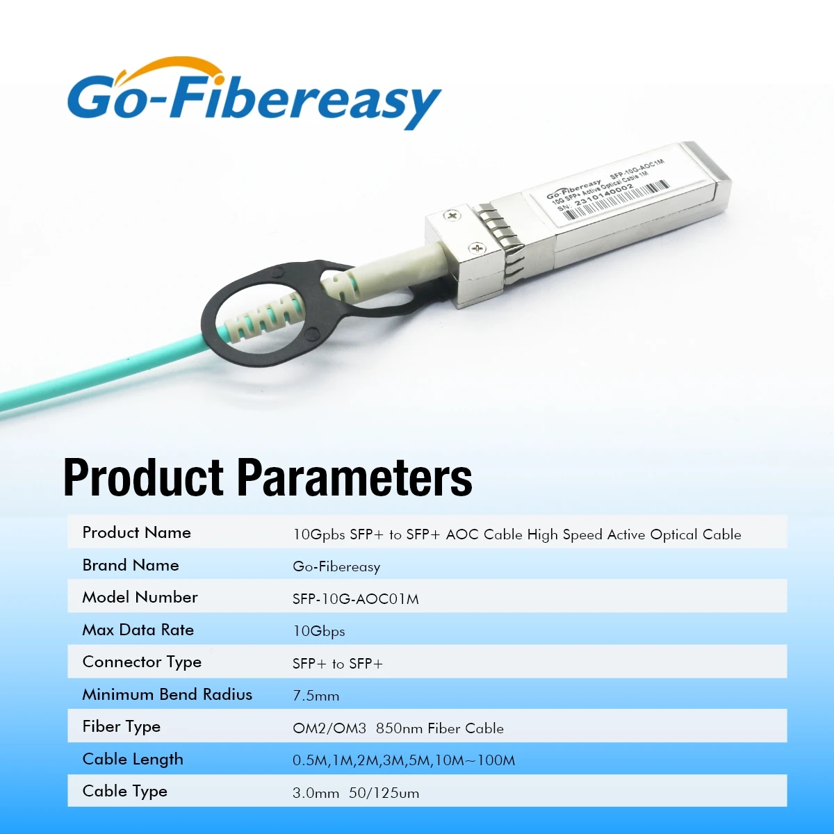 Fiber Optic Cable SFP Cable 10Gb AOC 1m,2m-100m SFP+ to SFP+ Active Optical Cables for MikroTik,Ubiquiti,Dell,Netgear,HW....Fiber Switch/Equipment