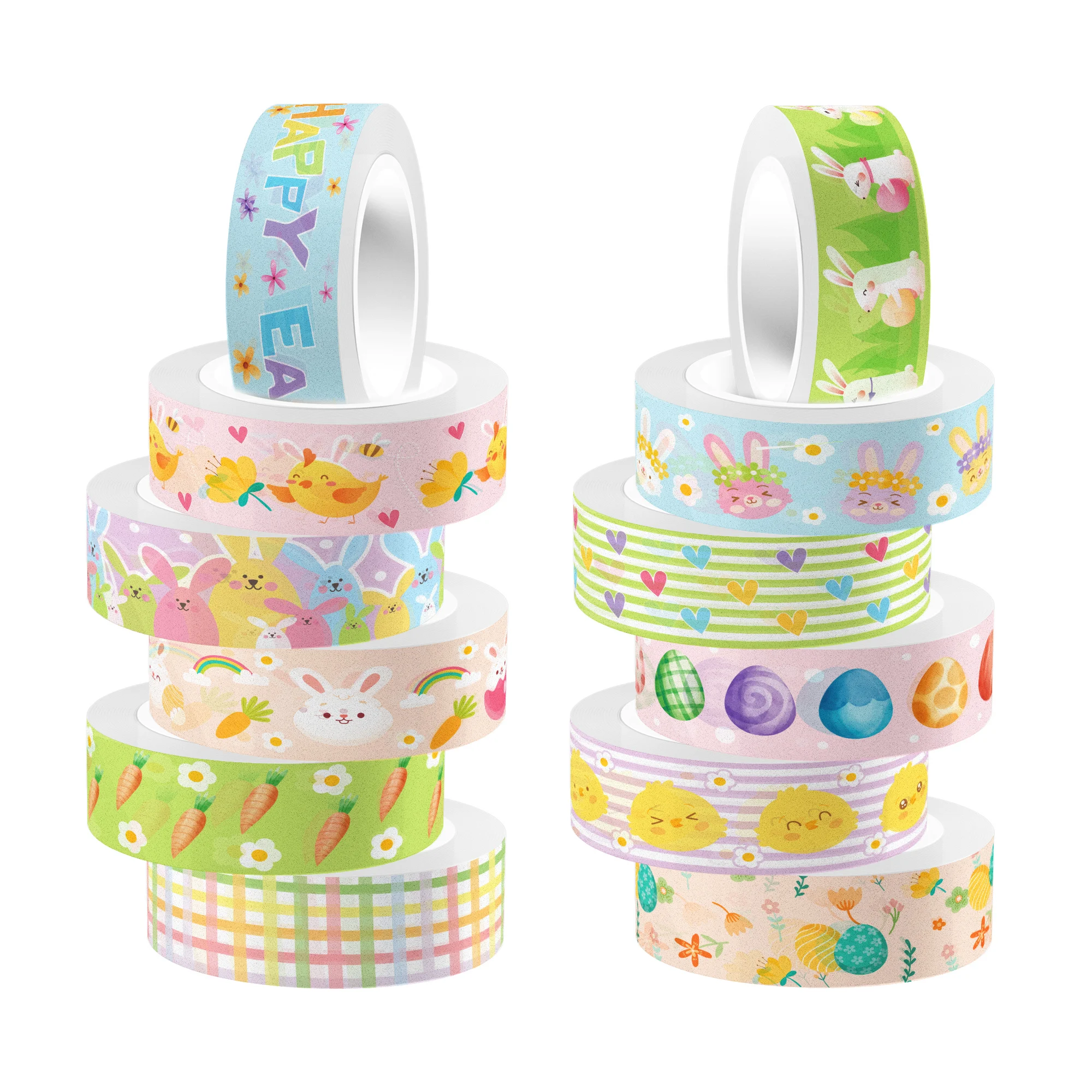 12 롤 부활절 날 토끼 계란 패턴 마스킹 테이프 DIY 핸드북 재료 스티커 Washi 테이프 Scrapbooking 생일 선물 용품