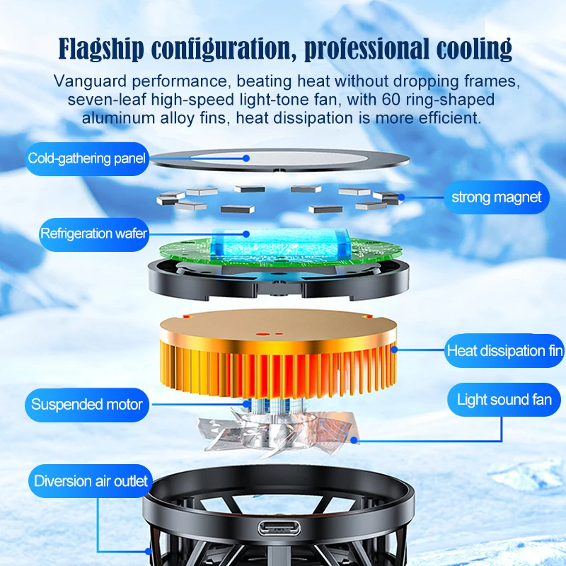 휴대폰용 자기식 휴대용 쿨러, 모바일 프로세서 쿨러, 셀 쿨링 팬 게임용 냉각 팬